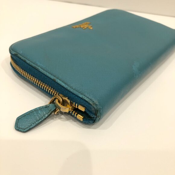 Prada Blue Zip Around Long Wallet Sku#84136 (Gently used) - Picture 7 of 15